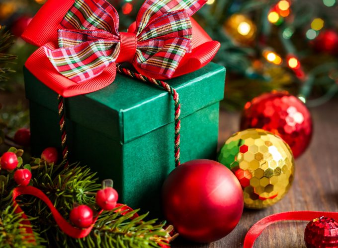 Wallpaper Christmas, New Year, gift, box, balls, fir tree, decorations, Holidays 885801862